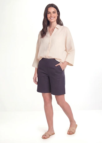 Bermuda van een katoenmix • donkerblauw • bonprix online shop