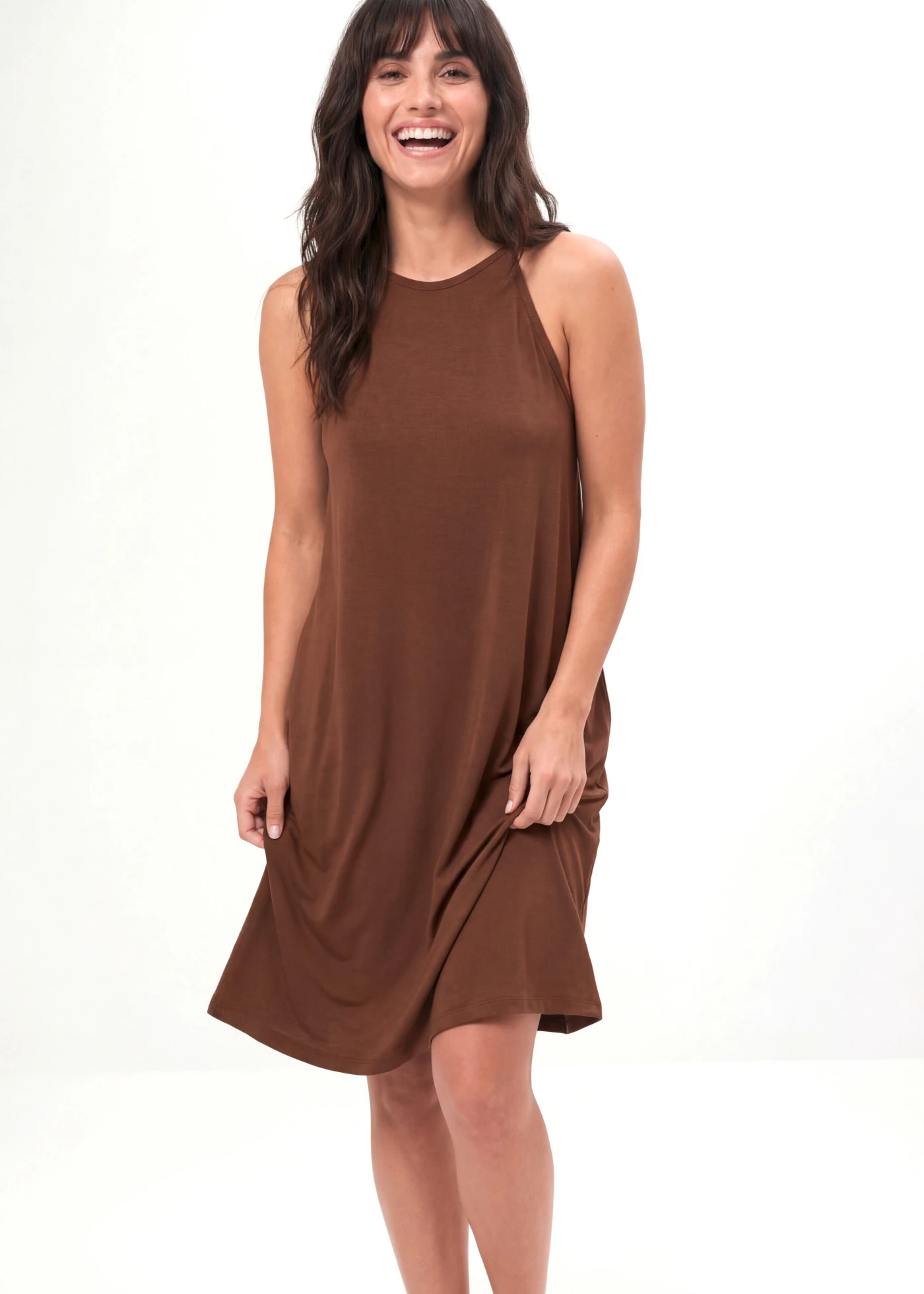 Rochie de jerse din mix fluid de Lyocell • maro • magazin bonprix