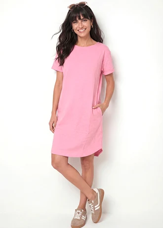 Lichte shirtjurk van biologisch katoen met effectgaren (set van 2), Kleur: roze-wit
