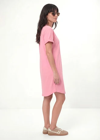 Lot de 2 robes T-shirt légères en coton flammé, Couleur: rose/blanc