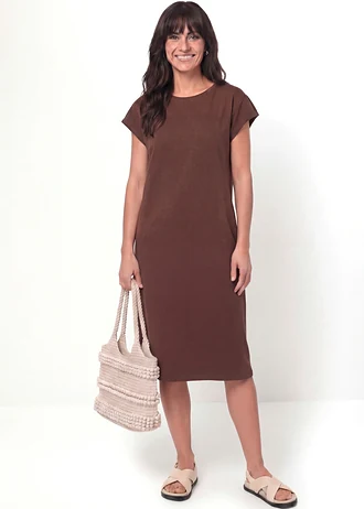 Robe en jersey coton épais • marron • Boutique bonprix
