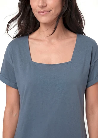Rochie din jerse cu bumbac organic 100% • albastru fumuriu • magazin bonprix