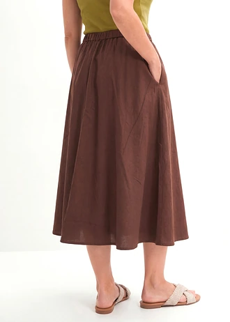 Jupe midi en lin majoritaire, Couleur: marron