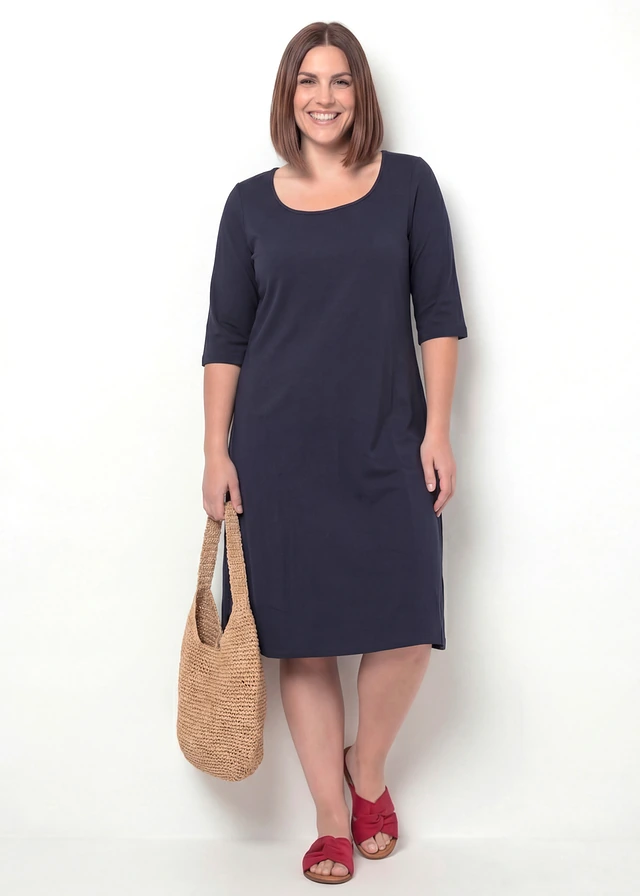Robe en jersey 100% coton, Couleur: bleu foncé