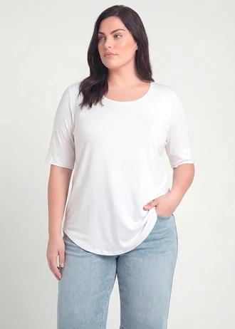 T-shirt long et doux en viscose, Couleur: blanc