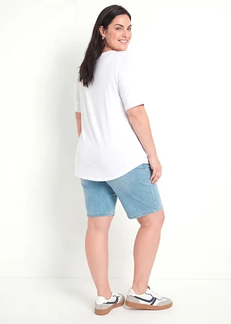 T-shirt long et doux en viscose, Couleur: blanc