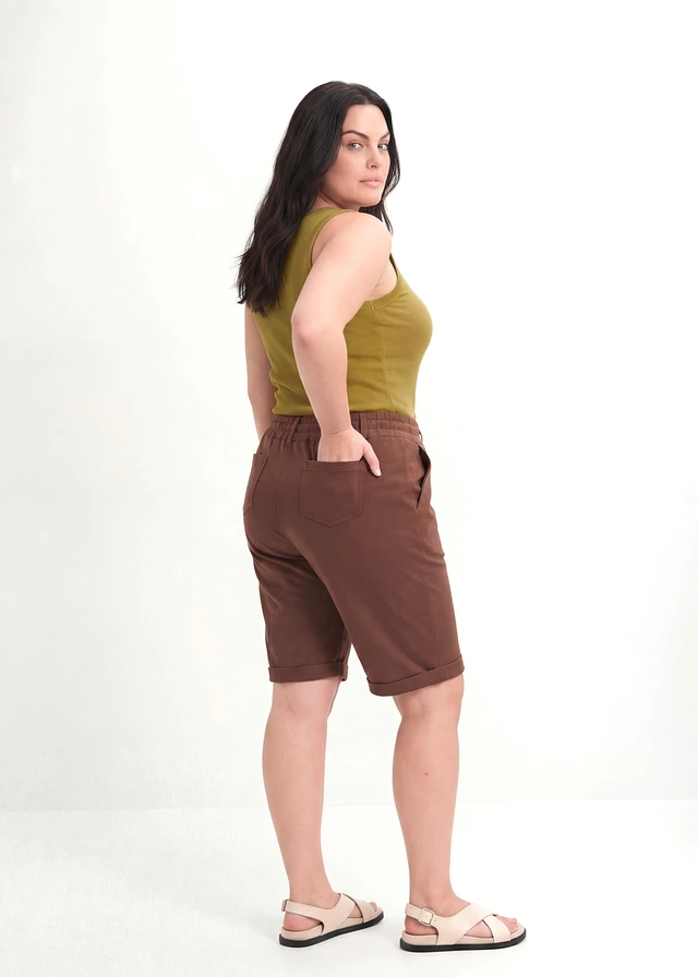Bermude casual din bumbac organic 100%, culoare: maro
