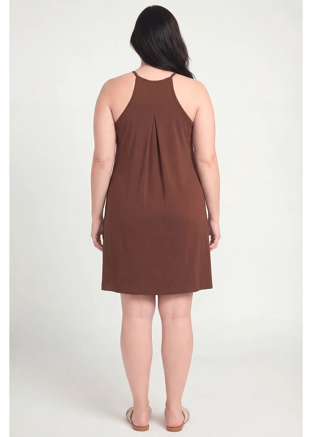 Jersey jurk in een soepele lyocellmix, Kleur: bruin
