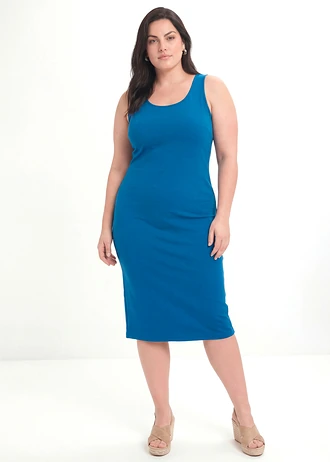 Robe à bretelles en coton extensible, Couleur: bleu arctique