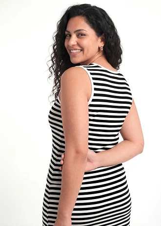 Top et jupe (ens. 2 pces) en coton extensible, Couleur: écru/noir rayé
