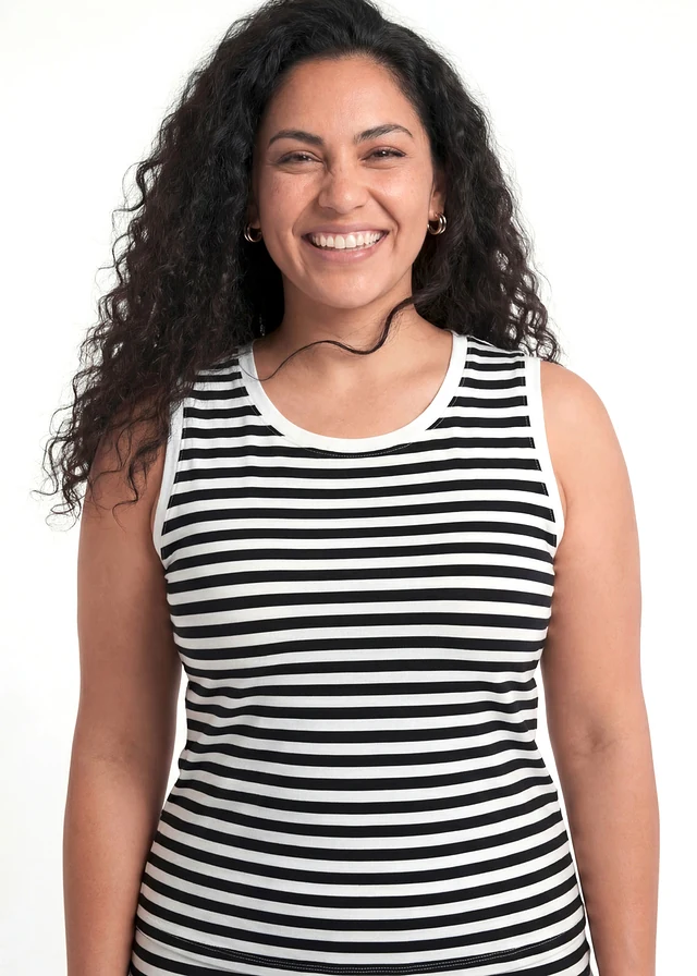 Top și fustă din material elastic cu bumbac (set/2piese) • ecru/negru dungat plus size • magazin bonprix