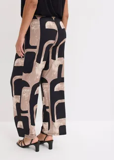 Jersey broek, Kleur: zwart-kiezelgrijs met print