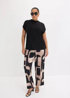 Jersey broek, Kleur: zwart-kiezelgrijs met print