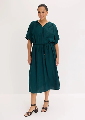 Robe midi douce, Couleur: vert profond