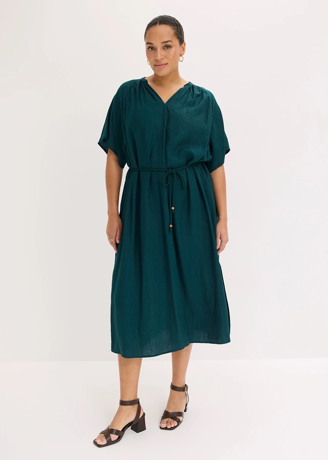 Robe midi douce, Couleur: vert profond