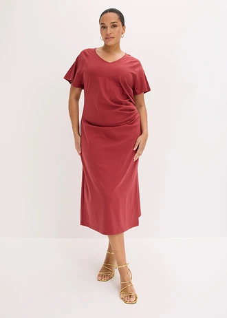 Jersey jurk van katoen, Kleur: woestijnrood