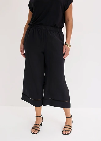 Culotte kalhoty ze splývavé viskózové směsi • černá plus size • bonprix obchod