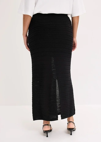 Jupe longue en maille, Couleur: noir