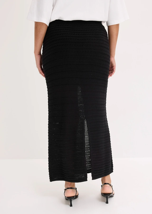 Jupe longue en maille, Couleur: noir