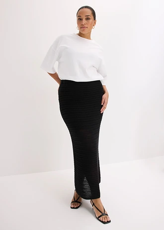 Jupe longue en maille, Couleur: noir