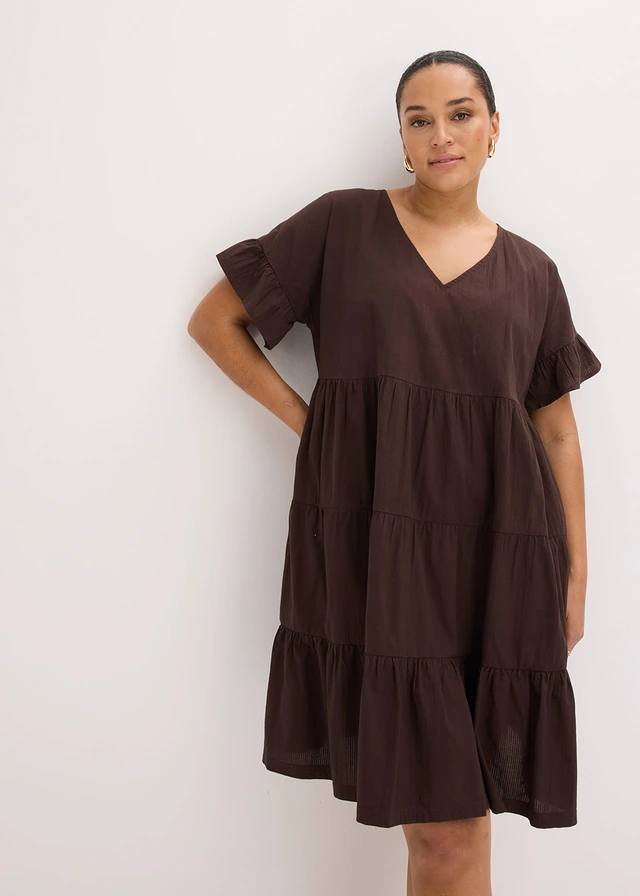 Robe 100% coton, Couleur: marron foncé