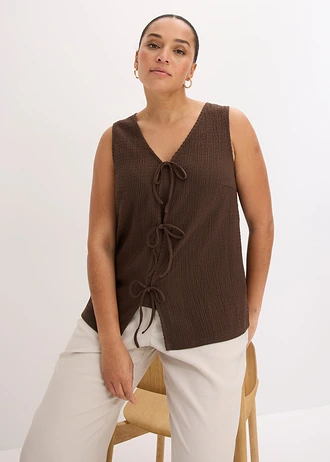Top texturé, Couleur: marron foncé