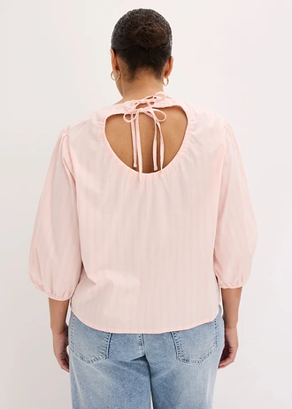 Blouse met volumineuze mouwen, Kleur: lichtroze-roze gestreept