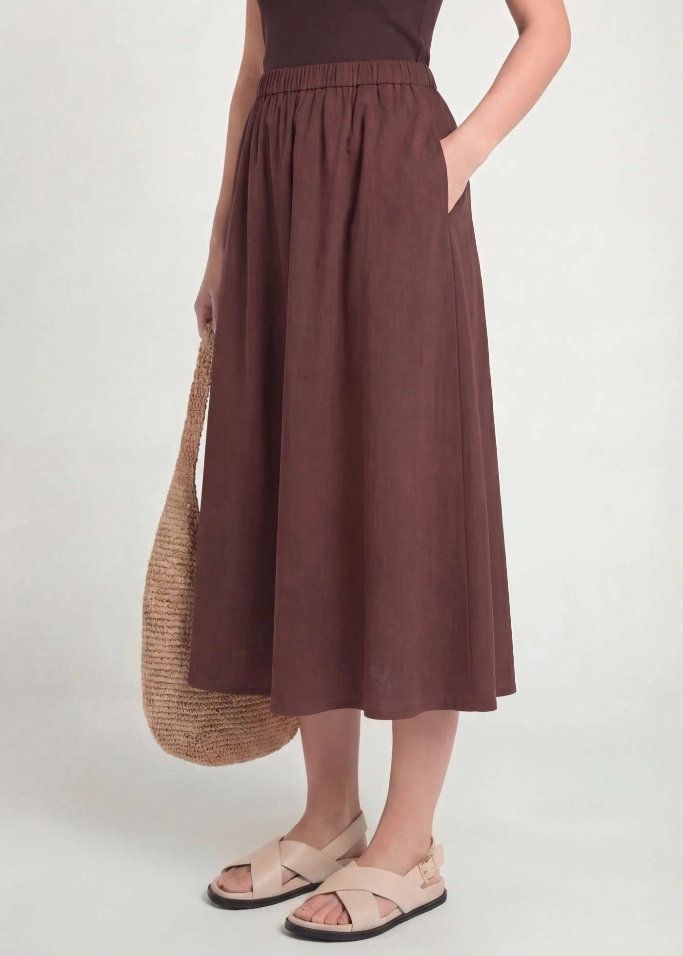 Midirok van een linnenmix • bruin • bonprix online shop