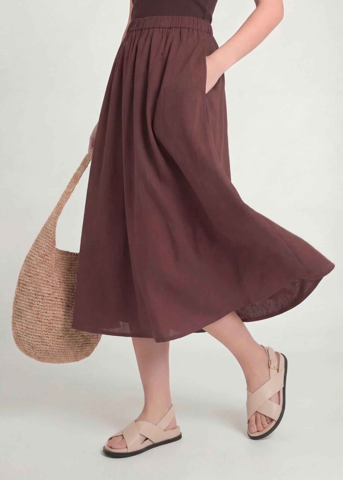 Midirok van een linnenmix • bruin • bonprix online shop