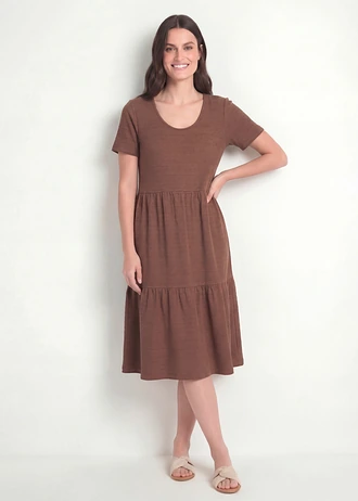Robe en jersey texturé, Couleur: marron