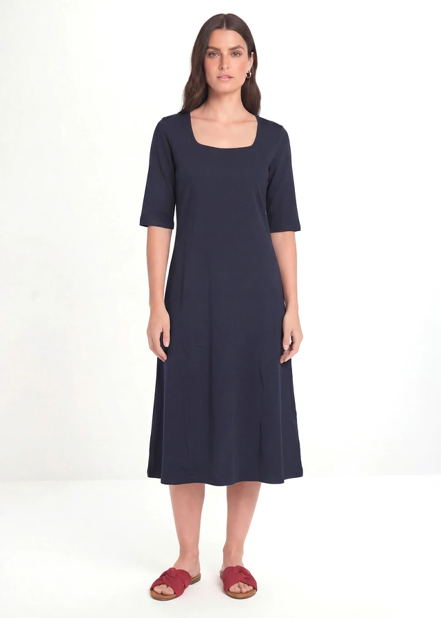 Robe en jersey 100% coton, Couleur: bleu foncé