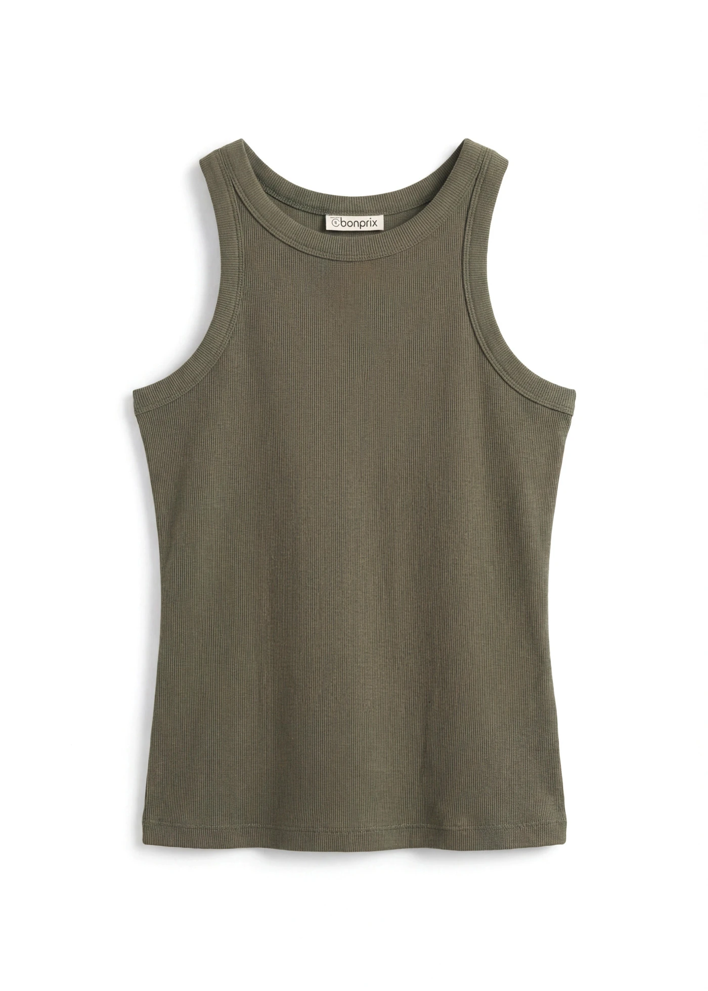 Geribde tanktop • olijfgroen • bonprix online shop