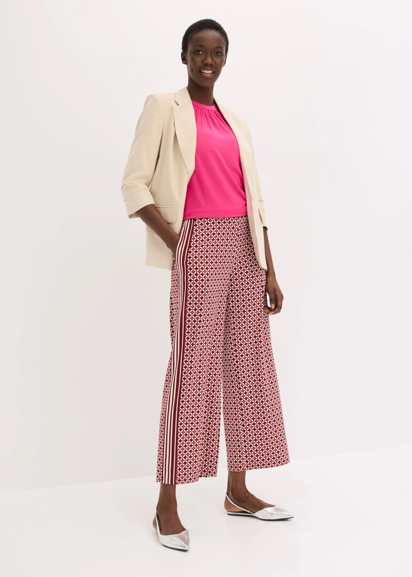 Pantalon en jersey au motif minimaliste • rouge rubis/fuchsia graphique • product-page.page-title-suffix