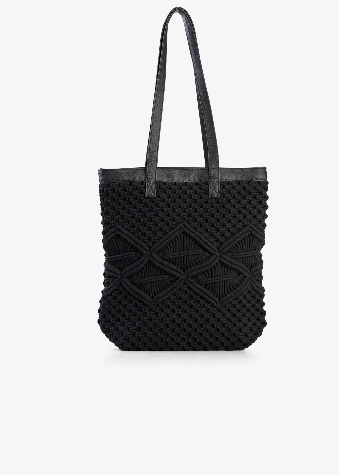 Geantă shopper din macrame • negru • magazin bonprix