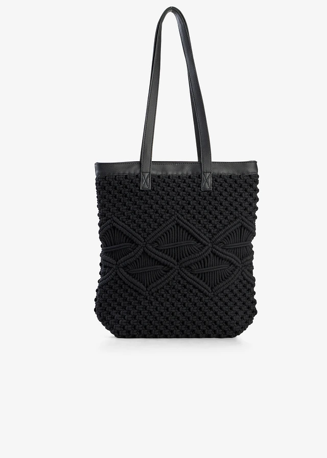 Geantă shopper din macrame • negru • magazin bonprix