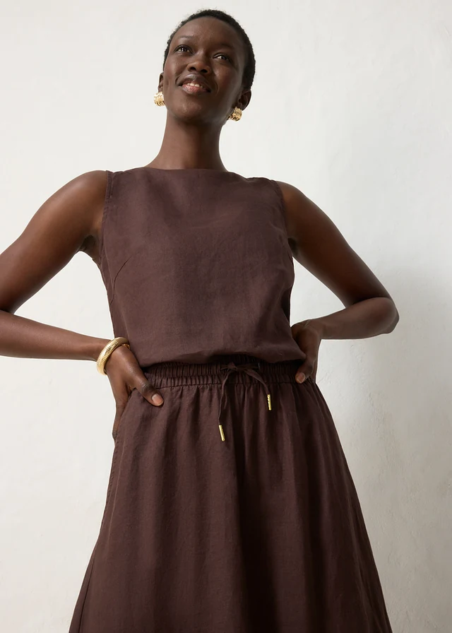 Maxi rok van puur linnen • donkerbruin • product-page.page-title-suffix