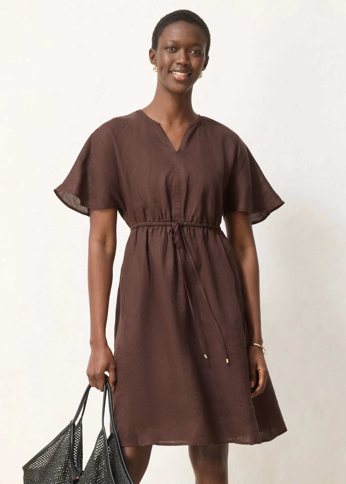 Rochie din in 100% • maro închis • magazin bonprix