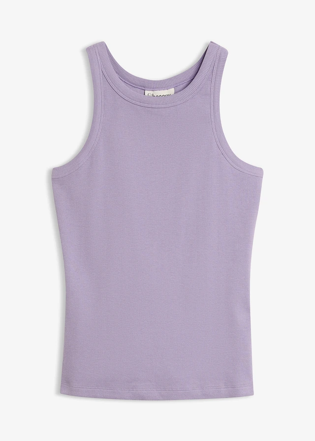 Tank top w prążek • dymny fioletowy • sklep bonprix