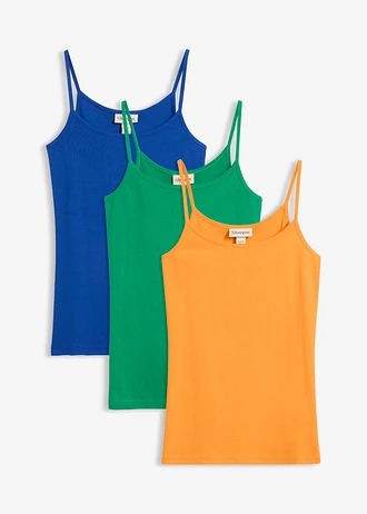 Lot de 3 tops à bretelles spaghetti 100% coton
