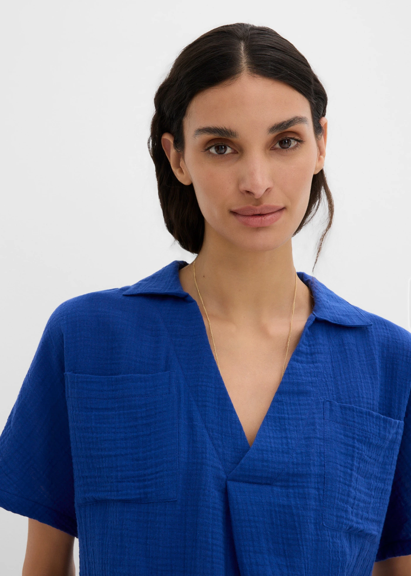Blouse en gaze de coton douce • bleu cobalt • product-page.page-title-suffix