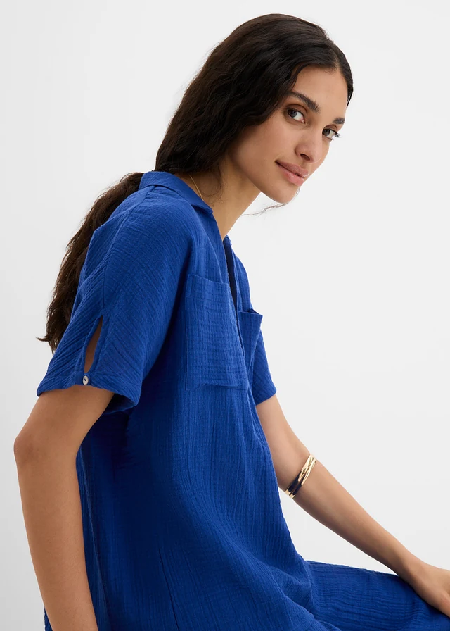 Blouse en gaze de coton douce • bleu cobalt • product-page.page-title-suffix