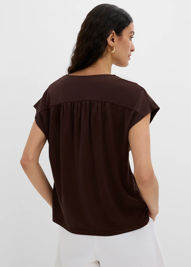 Shirt van viscose piqué • donkerbruin • product-page.page-title-suffix
