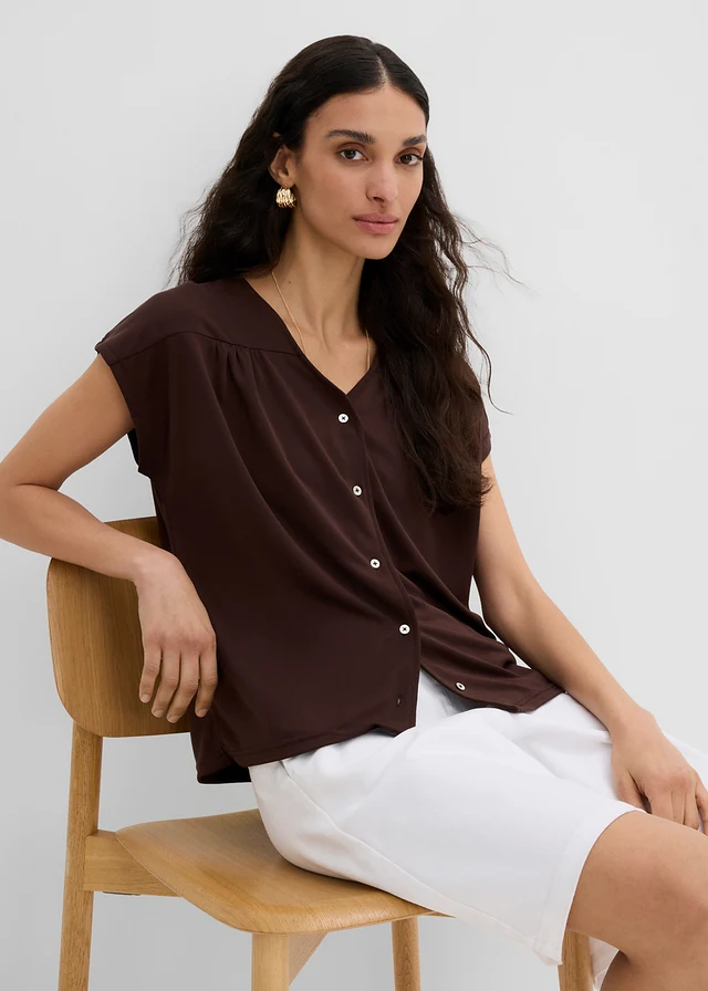 Chemisier en piqué de viscose • marron foncé • product-page.page-title-suffix