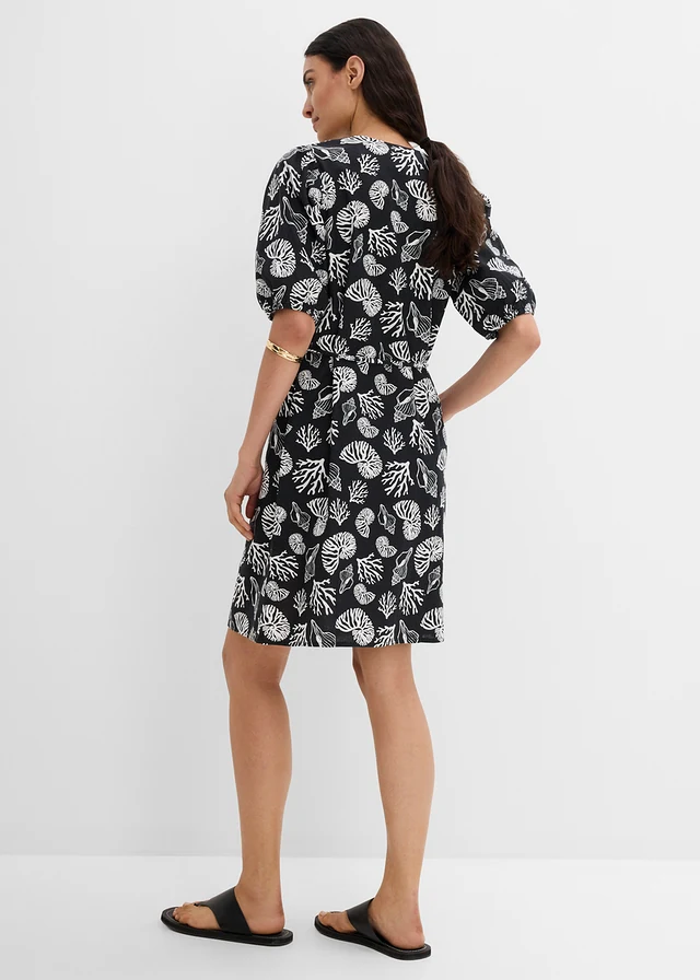 Rochie gen bluză cu in • negru-ecru cu imprimeu • magazin bonprix