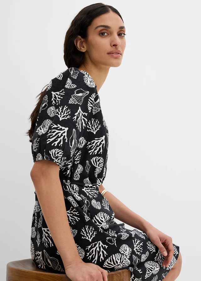 Rochie gen bluză cu in • negru-ecru cu imprimeu • magazin bonprix