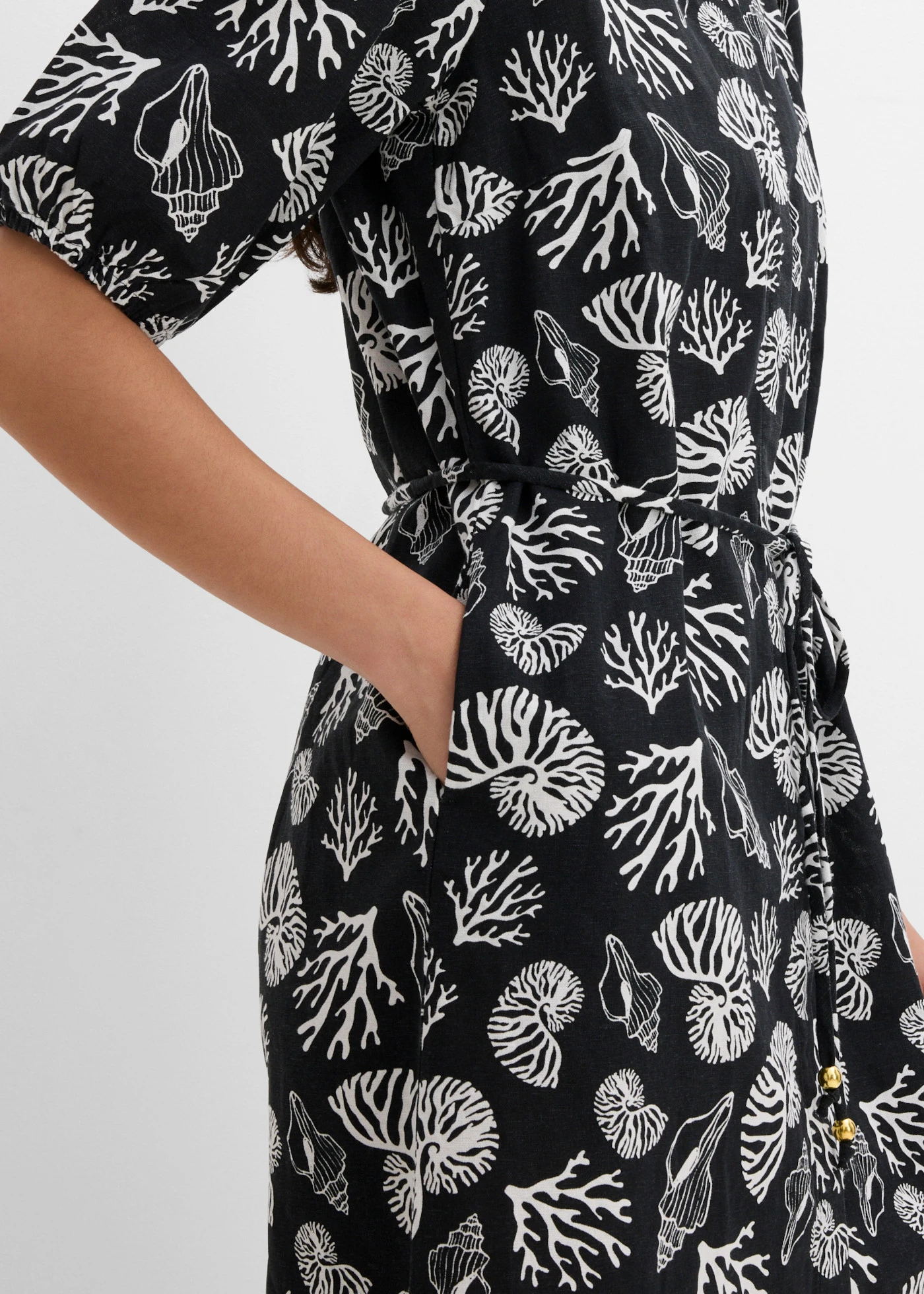 Rochie gen bluză cu in • negru-ecru cu imprimeu • magazin bonprix
