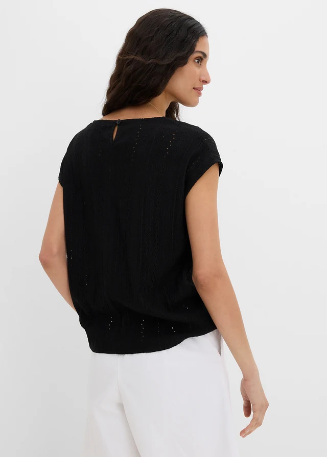 T-shirt ajouré, Couleur: noir