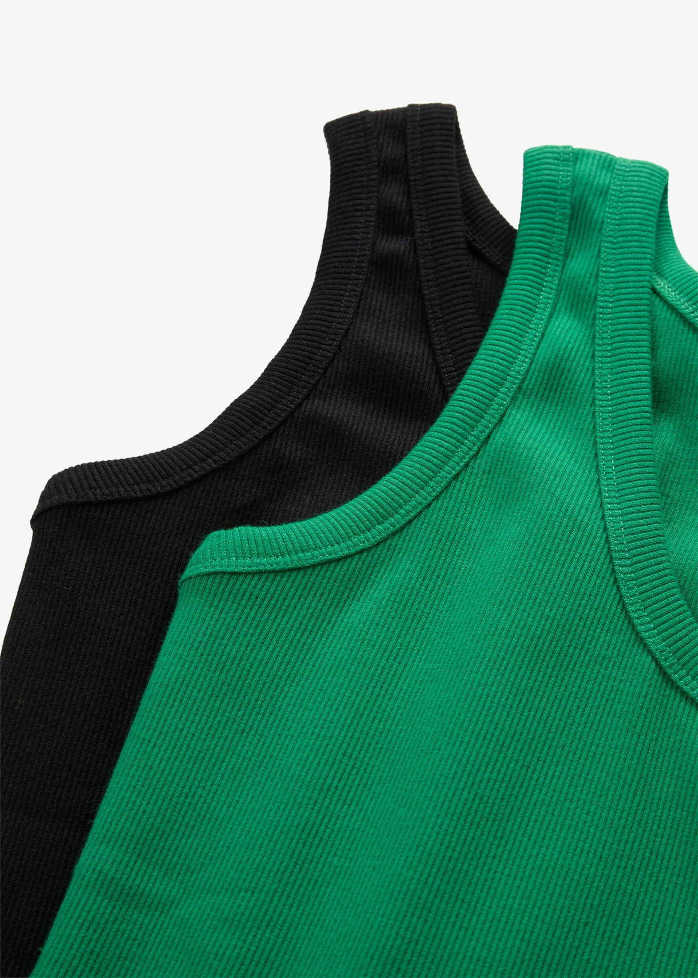 Prążkowany tank top z bawełną organiczną (2 szt.) • zieleń kamieni szlachetnych+czarny • sklep bonprix