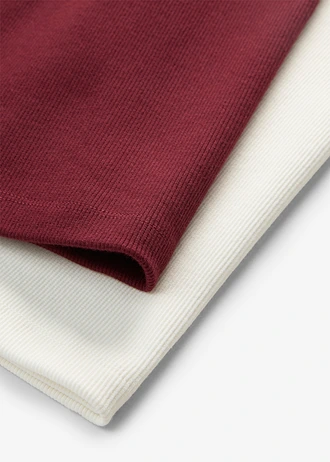 Prążkowany tank top z bawełną organiczną (2 szt.) • czerwony klonowy+biel wełny • sklep bonprix