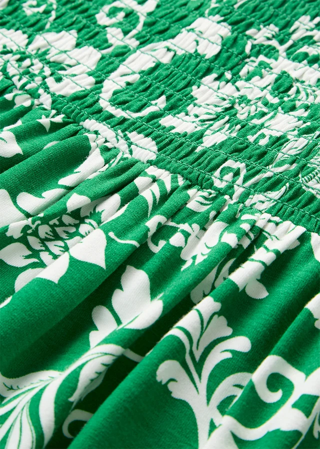 Robe midi en viscose extensible • vert aventurine-écru floral • product-page.page-title-suffix